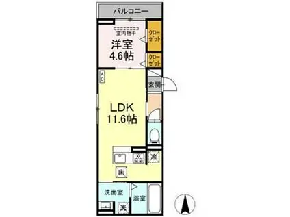 FLEGLEY(1LDK/2階)の間取り写真