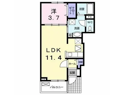 オークパレスII(1LDK/1階)の間取り写真