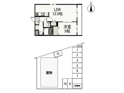 サウスコート西市(1LDK/1階)の間取り写真