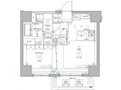 DIPS上野ノース(1LDK/2階)の間取り写真