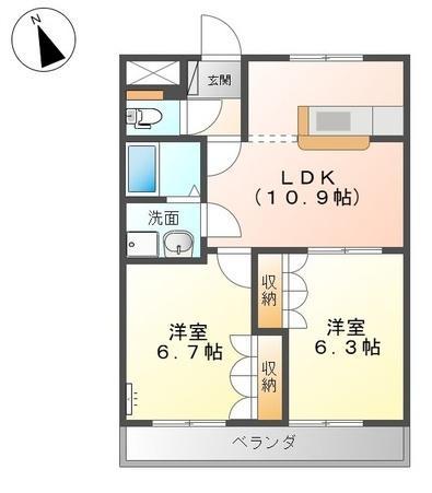 レガート(2LDK/2階)の間取り写真