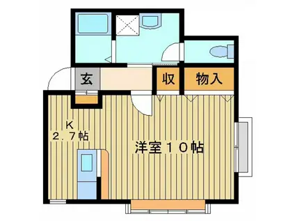 ジョイハウス(1K/1階)の間取り写真