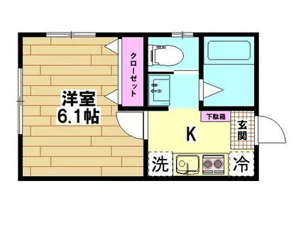 ミル カサス(1K/2階)の間取り写真