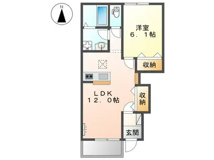 カネイコート日開野II(1LDK/1階)の間取り写真