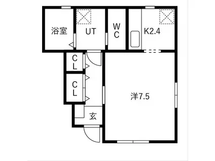 エル・アルビオF棟(1K/1階)の間取り写真