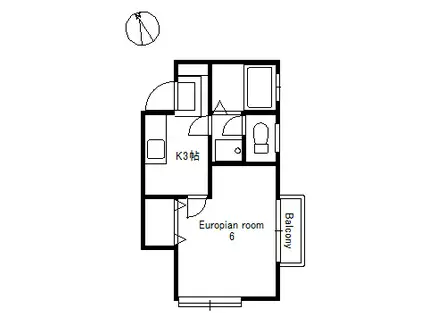 ソアーレ市川(1K/2階)の間取り写真