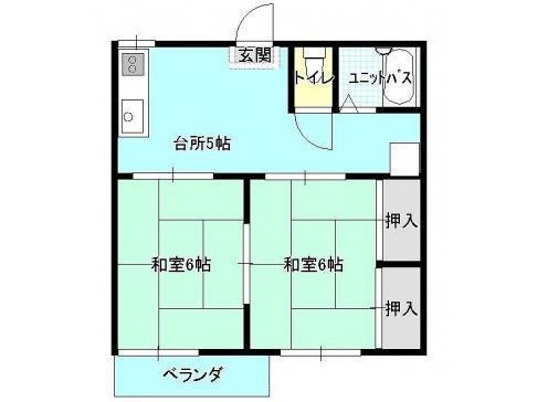 アメニティ東福山(2DK/2階)の間取り写真