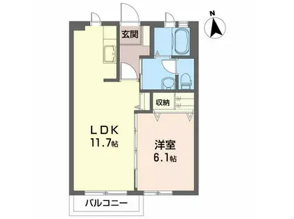 ヴェルジュ・K(1LDK/1階)の間取り写真