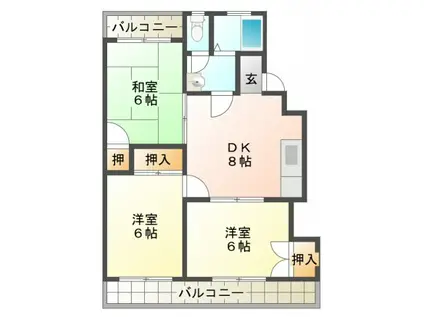 サンパレスセイワ(3DK/3階)の間取り写真