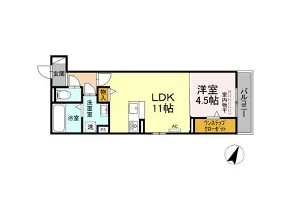 エクイティ高西(1LDK/2階)の間取り写真