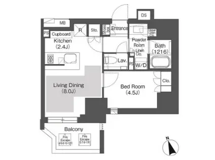 ベルビュー千代田飯田橋(1LDK/7階)の間取り写真