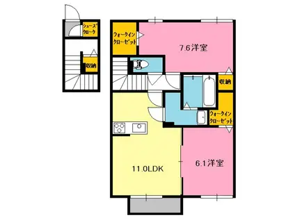 ブロケイドA棟(2LDK/2階)の間取り写真