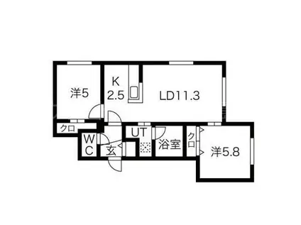 コローレ月寒東(2LDK/2階)の間取り写真