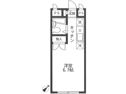 エステートピアオザキ(ワンルーム/2階)の間取り写真