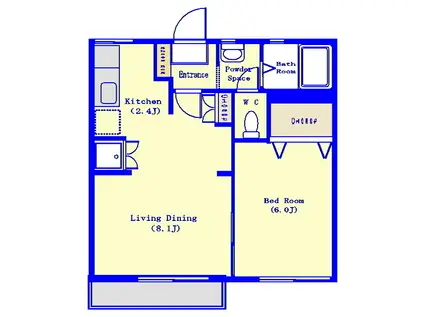 フォーブルアオキII(1LDK/2階)の間取り写真