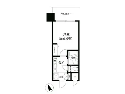 ヴィラコート横浜(1K/4階)の間取り写真