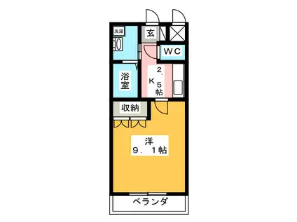 ラ・メール(1K/2階)の間取り写真