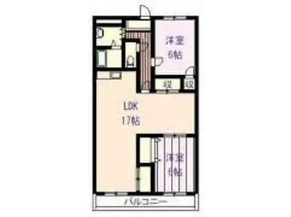 リバーサイドヒルズ(2LDK/7階)の間取り写真