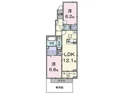 アヴィニア グランツ(2LDK/1階)の間取り写真
