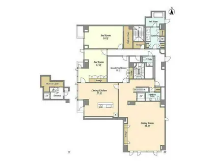 プレステージレジデンス白金長者丸(3SLDK/2階)の間取り写真