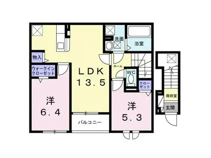 ヴェルデ ルーチェ(2LDK/2階)の間取り写真