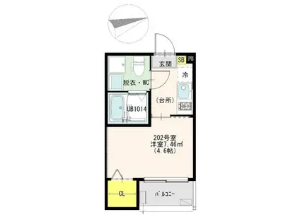 ラ ベルヴィ梅島(1K/2階)の間取り写真