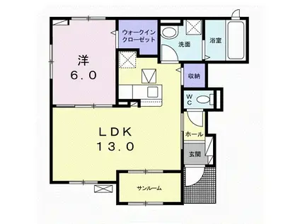 ショー・M(1LDK/1階)の間取り写真