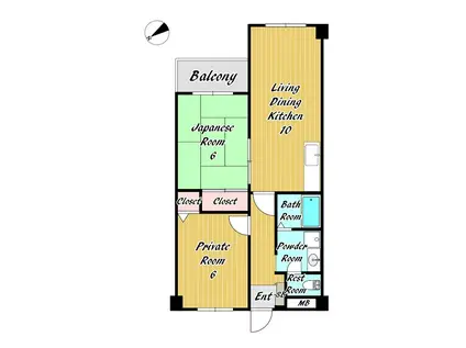 ハピネス東須磨(2LDK/3階)の間取り写真