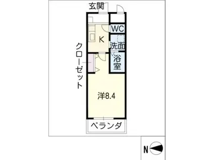 クレア山町(1K/3階)の間取り写真