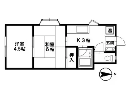 ロイヤルハイツ野々市(2K/1階)の間取り写真