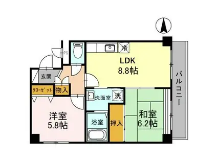 マンション奥野(2LDK/3階)の間取り写真