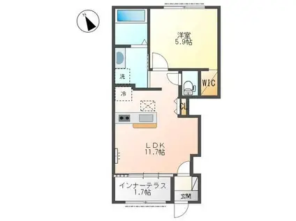 PINE SHADE(1LDK/1階)の間取り写真