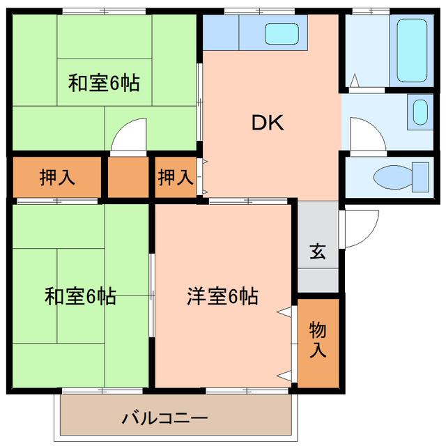 セジュールアント(3DK/2階)の間取り写真