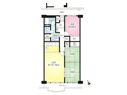 西武拝島ハイツ(3LDK/10階)の間取り写真