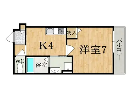 クレアール学園中(1K/1階)の間取り写真