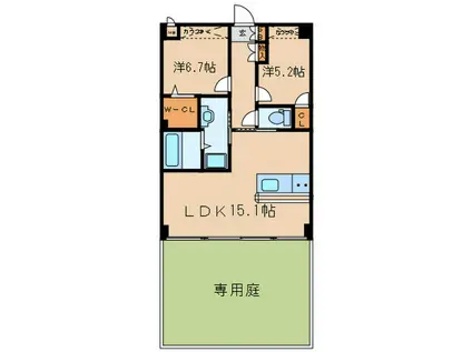 グリーンサム大久保(2LDK/1階)の間取り写真