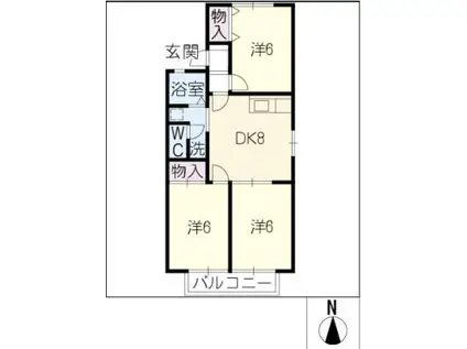 サン・リバー(3DK/2階)の間取り写真