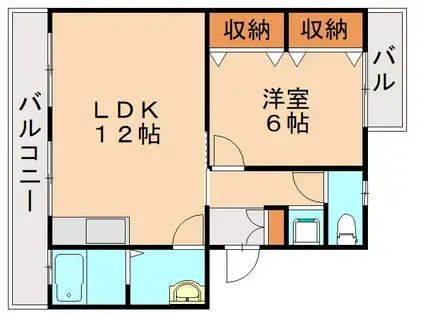 第1石打ビル(1LDK/3階)の間取り写真