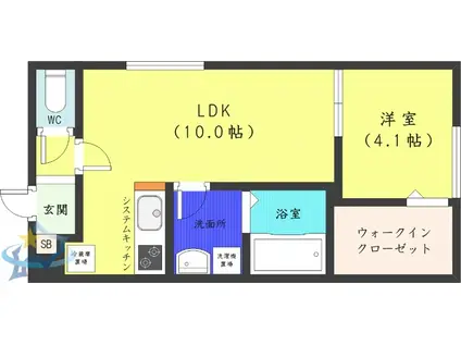 ユーゴズS5(1LDK/4階)の間取り写真