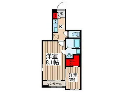 ルミエールIII(2K/1階)の間取り写真
