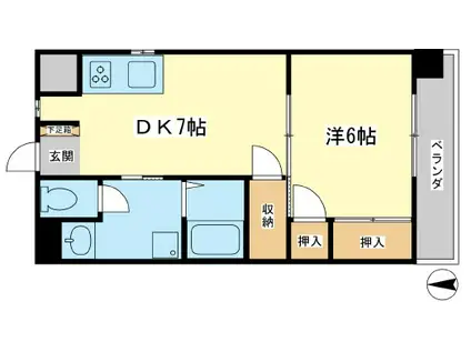 コーポラス神子岡前(1DK/5階)の間取り写真