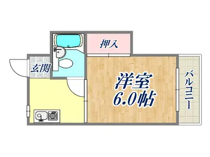 ヒルズ立花(1K/3階)の間取り写真