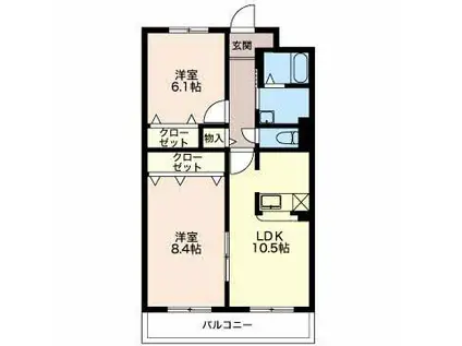 リブロンティ(2LDK/3階)の間取り写真