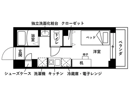 船橋日大前駅学生レジデンス(ワンルーム/3階)の間取り写真