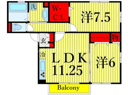 ロイヤルティアラ III(2LDK/2階)の間取り写真