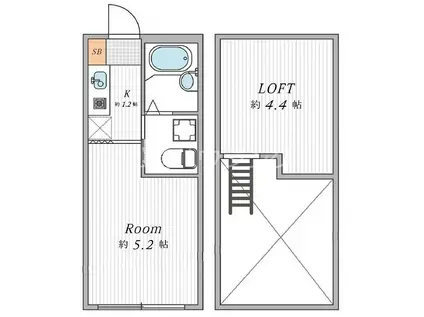 ARAIZ中野II(1K/2階)の間取り写真