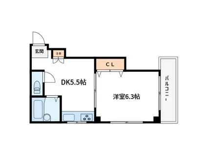 リバービレッジM(1K/3階)の間取り写真