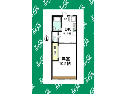 おおのビル(1DK/4階)の間取り写真