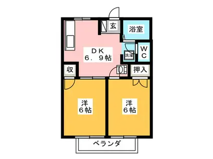 メッセA(2DK/2階)の間取り写真