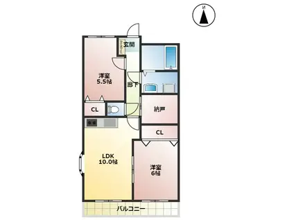 レアールパレスA(2SLDK/3階)の間取り写真